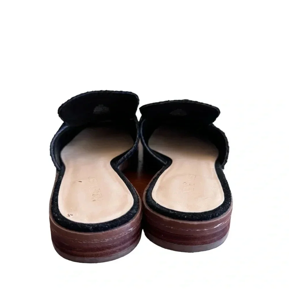 Nine West Black Suede Leather Tasseled Flat Mules Womens size 8.5 - Picture 8 of 13